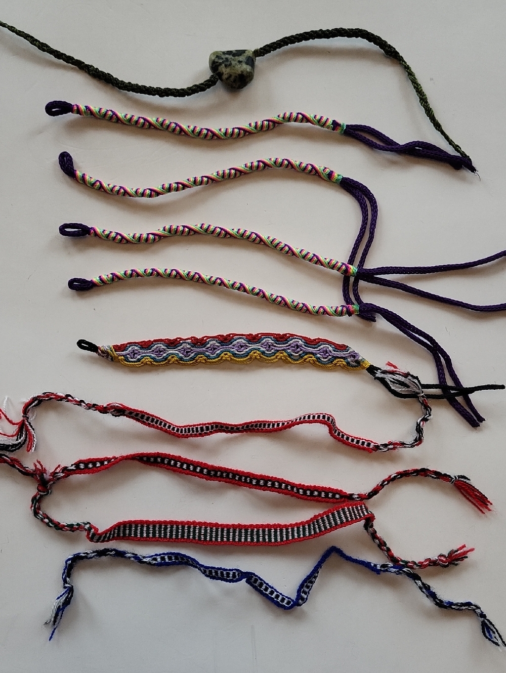 10 Handmade Colorful Woven Braided Friendship Bracelets - Assorted Colors